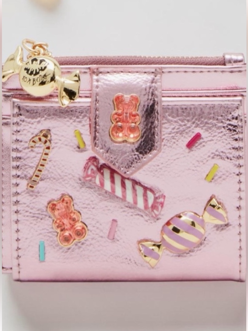 Betsey Johnson Candy charms bifold wallet, metallic pink NWT - Picture 2 of 10